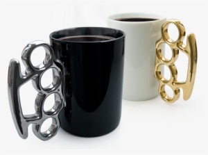 Knuckle Duster / Brass Knuckle Mugs In Black And Silver - Brass Knuckle Coffee Mug Black