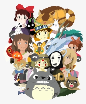 Studio Ghibli Collage Coloured By Disturbed - Hayao Miyazaki Anime Characters