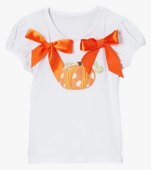 Orange Ribbon Pumpkin Short Sleeve Thanksgiving & Halloween - Orange Ribbon