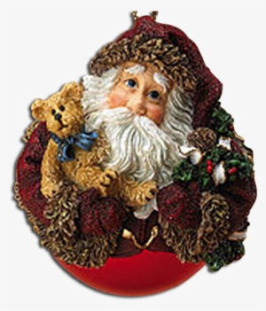 Boyds Woodland Santa Shimmering Red Glass Ball Ornament - Boyds Bears