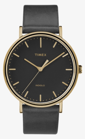 Fairfield 41mm Leather Strap Watch Gold-tone/black - Timex Minimalist