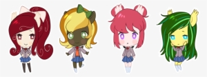 Kaikururu, Doki Doki Literature Club, Monika, Natsuki, - Sayori Transparent Background