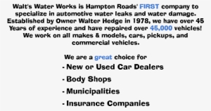 Walt's Water Works Is Hampton Roads' First Company - Walt's Water Works