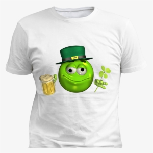 Leprechaun Emoticon Emoji With Beer Custom T-shirt, - Leprechaun Emoticon