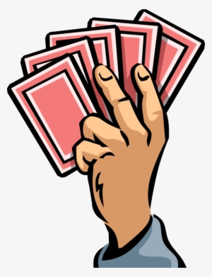 Vector Illustration Of Hand Holds Winning Hand Casino - Person Playing Cards Clip Art