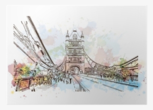Watercolor Sketch Of Tower Bridge London, Uk In Vector - Roller Coaster