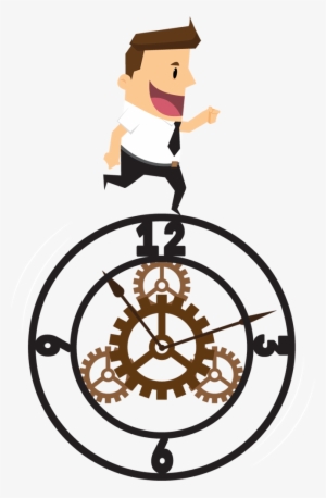 Cartoon Businessman Running Against The Clock - Illustration