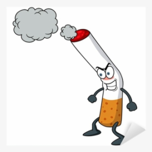 Illustration Of Cartoon Cigarette Character With Smoke - Cigarette Cartoon Person