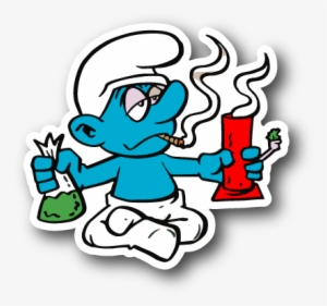 Blue Cartoon Hitting A Bong Sticker - Weed Bong Stickers