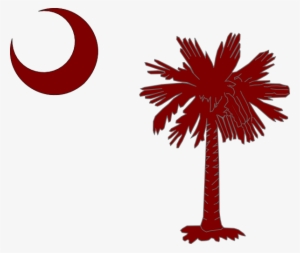 Garnet Palmetto Tree & Moon Clip Art - South Carolina Flag Black And White