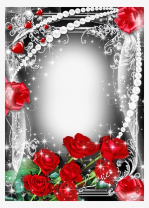 Rose Frame, Flower Frame, Pearl Background, Photo Backgrounds, - Love Romantic Photo Frames