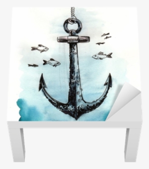 Watercolor Sketch Of An Anchor Underwater Lack Table - Underwater Anchor Sketch