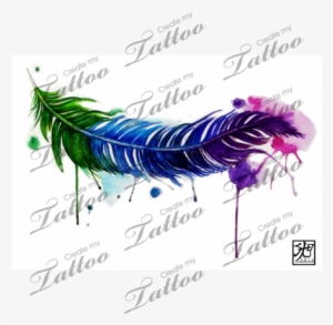 Marketplace Tattoo Water Color Feather Tattoo - Watercolor Feather Tattoo Drawings