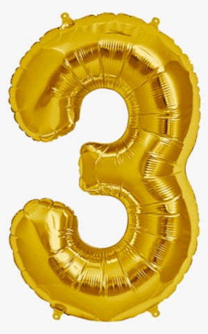 Number Three 3 Jumbo Gold Foil Balloon - Number 3 Helium Balloon