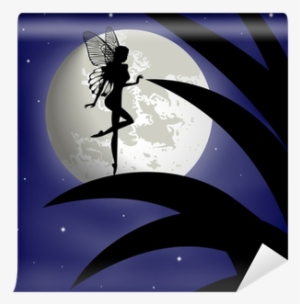 Silhouette Fairy Girl On A Background With The Moon - Moon