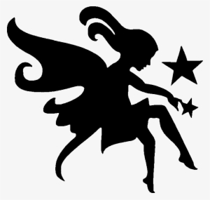 Cool Silhouette Fairy With Stars Tattoo Stencil - Fairy Stencil