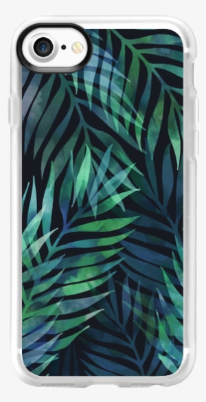 Dark Green Watercolor Tropical Palm Leaves Pattern - Dark Green Palms Leaves Pattern Scarf