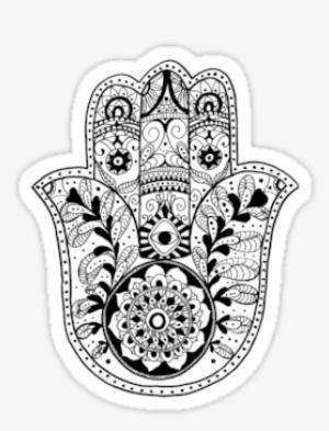 The Hamsa Hand By Carolyn Huane - Hippie Stickers Black And White