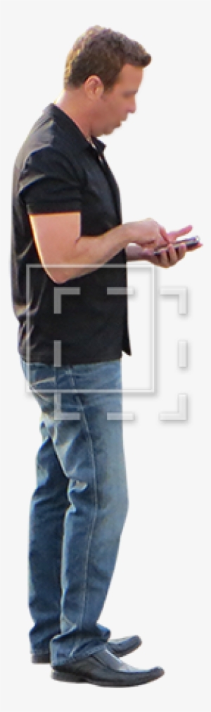 Cutout Photo Of A Man In Jeans And Pointy Black Shoes - People With Phone Png