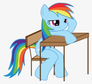 Hoodie-stalker, Bored, Desk, Rainbow Dash, Safe - Mlp Rainbow Dash School