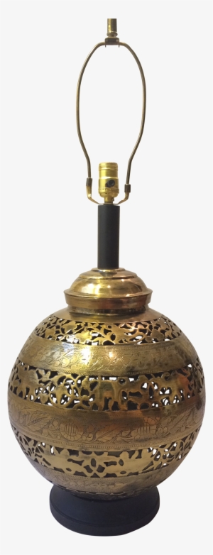 Large Pierced Brass Globe Shaped Lamp On Chairish - Brass
