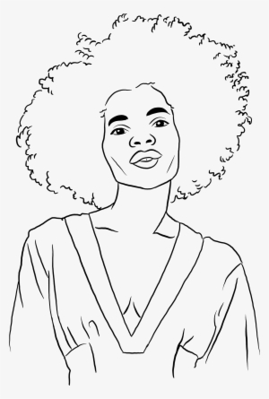 Illustration Of A Woman With Curly Hair - Line Art
