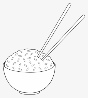 Clipart Download Line Art With Chopsticks Free Clip - Rice Bowl With Chopsticks
