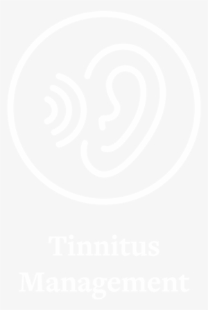 Tinnitus Management Circle Icon White Outline - Johns Hopkins Logo White