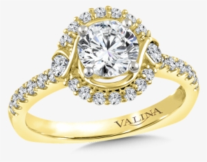 Valina Halo Engagement Ring Mounting In 14k Yellow
