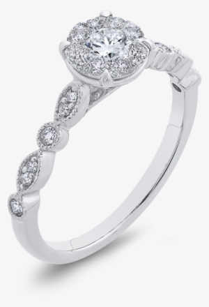 3/8 Ct Round Diamond 10k White Gold Fashion Halo Ring - Don Basch Jewelers