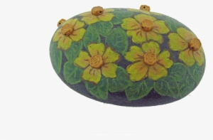 Painted Rock Flower Paperweight - Transparent Painted Rock