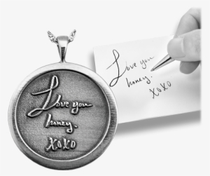 Handwriting Jewelry Pendant Made From Actual Handwriting - Gold