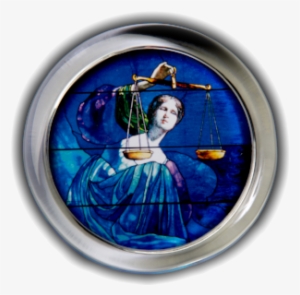 "justice" stained glass window glass paperweight