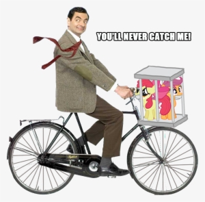 Apple Bloom, Bicycle, Cage, Gag, Image Macro, Kidnapped, - Mr Bean On A Bike