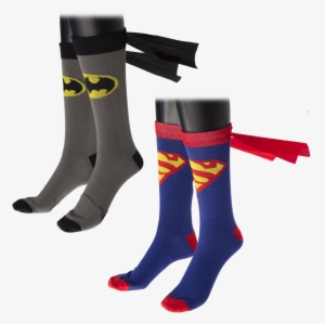 Batman And Superman Caped Socks Pack Bundle Png Www - Hockey Sock