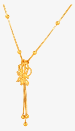 Shiny Gold Ball Type Chain With Leafed Charms Necklace - Necklace