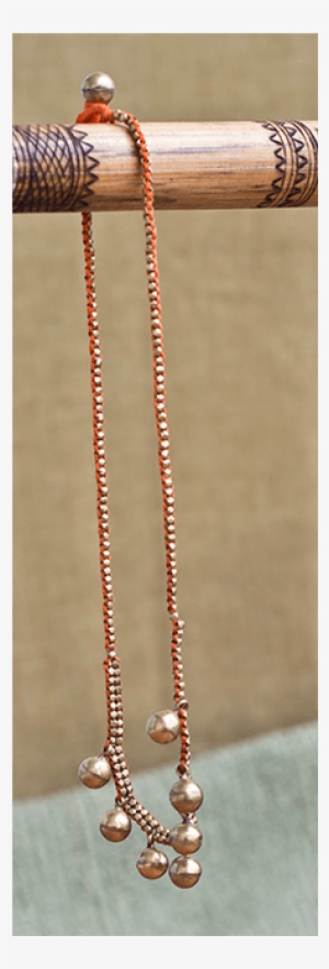 Dhokra Necklace Ball Chain Orange - Necklace