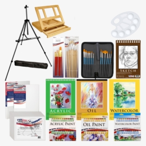 Deluxe Artist Painting Set With Aluminum Floor Easel - Us Art Supply