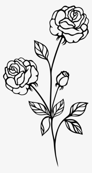 Grave Clipart Flower Drawing - Rose Plant Black And White