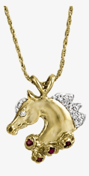 Victory Wreath Horse Pendant In Gold With Diamonds - Locket