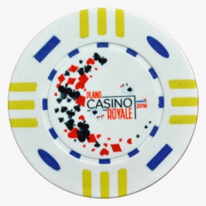 White Custom Poker Chip With Casino Royale - Plus Poker