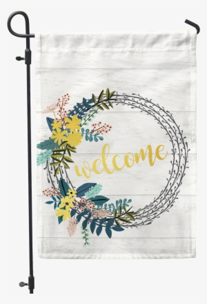 *gold Foil* Welcome Wreath Home & Garden Flag - 'welcome' Flags By ...
