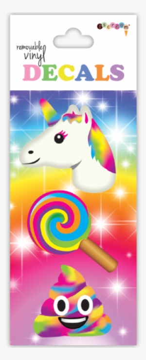 Picture Of Rainbow Emojis Decals Small - Iscream Rainbow Unicorn Emojis Sheet Of Repositionable