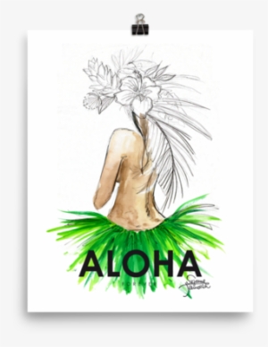 Aloha Hula Girl Illustration Poster - Illustration