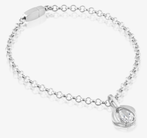Sterling Silver Chain Anklet With Clear Gem Blossom - Silver Chain Bracelet Png