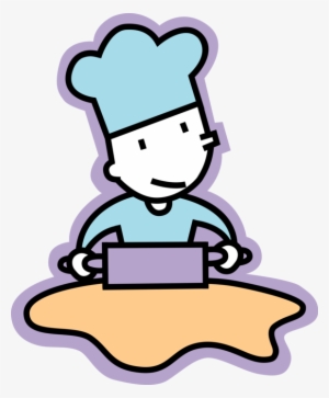 Vector Illustration Of Baker Rolls Out Dough With Rolling - Cartoon Baker
