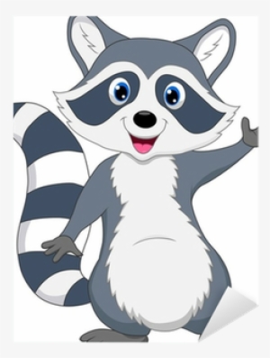 Cute Raccoon Cartoon Waving Hand Sticker - Cartoon Raccoon
