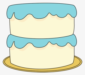 White Cake With Blue Frosting - Cake With Icing Clipart
