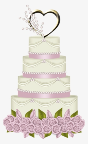 Pink Wedding Cake With Heart Png Clipart - Wedding Cake Clipart Png