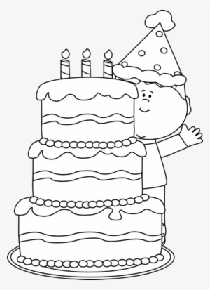 Cake Black And White Black And White Boy With Birthday - Birthday Cake Black And White Png